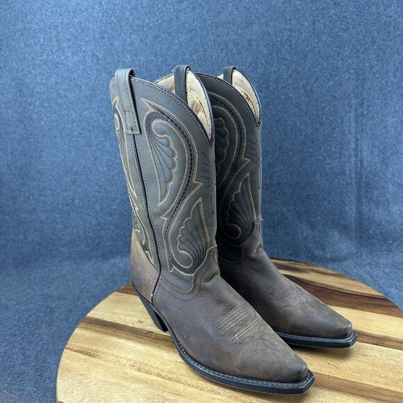 Laredo Cheyenne Women's Embroidered Cowgirl Boots 5732 Lea Vamp.Fox Sz 8M Brown - Picture 3 of 9